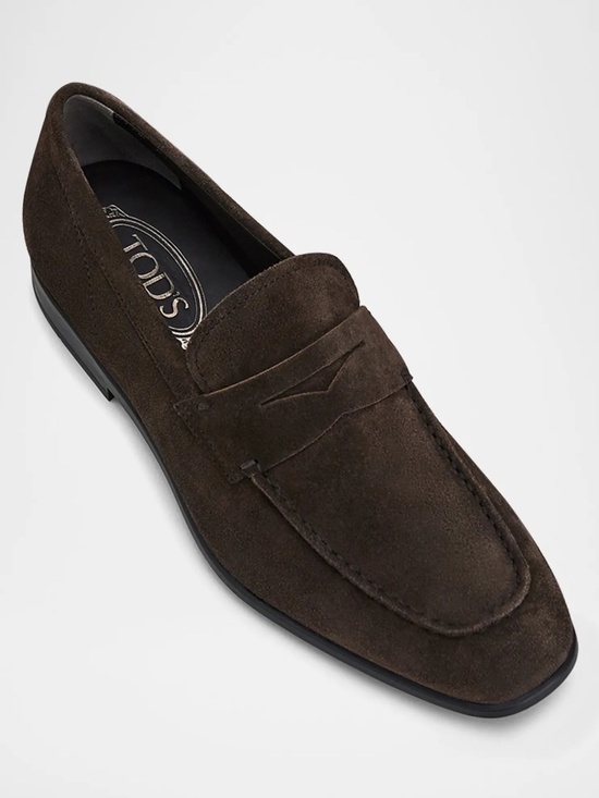 Tod\'s Men Moccasino Suede Penny Loafer in Dark Brown main image 11
